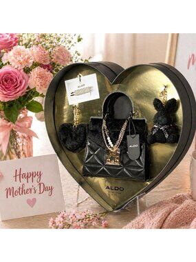 ALDO Special Edition Heart Gift Set Mini Bag & Accessories NWT Black